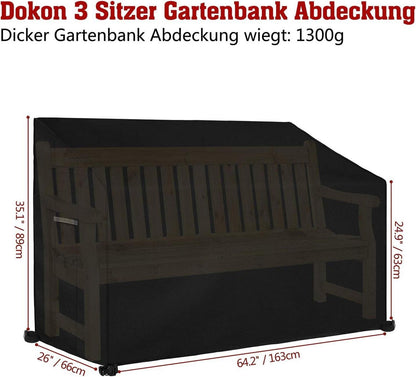 Gartenbank Abdeckung 3 Sitzer Belüftungsöffnungen UV-Schutz Schwarz