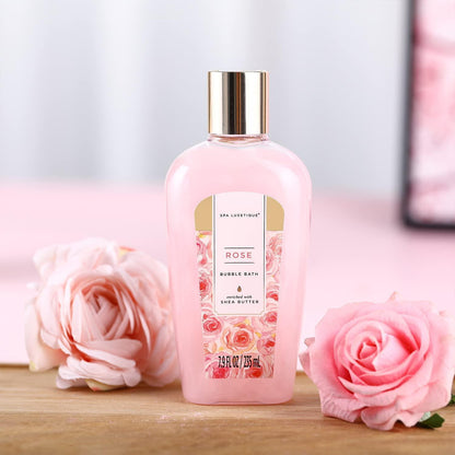 8-teiliges Bad Geschenkset Rosen Duft mit Deko Badewanne