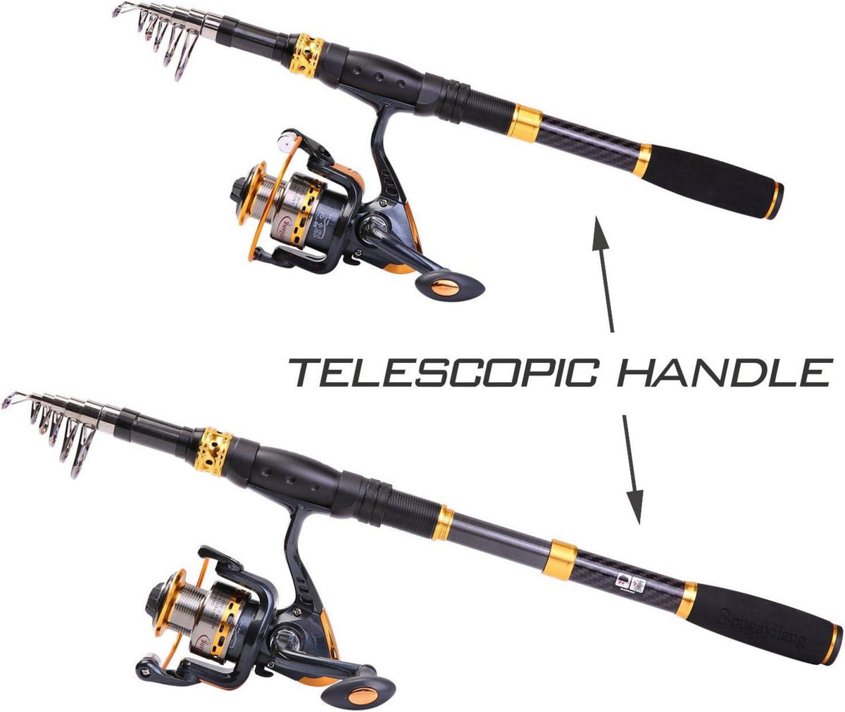 Teleskop-Angelrute Spinnrolle Combo Kohlefaser Reise Süßwasser 2.7M