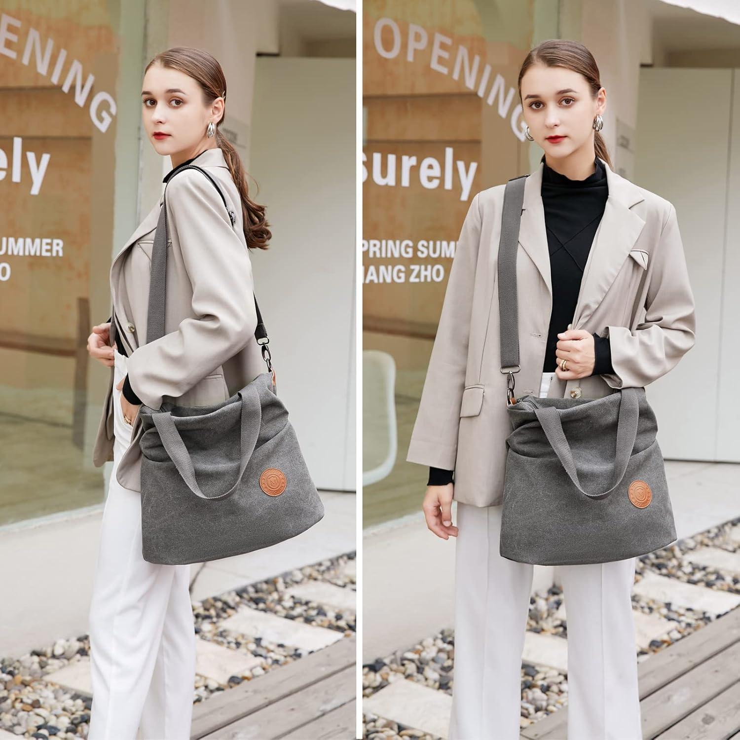 Damen Canvas Umhängetasche Crossover Bag Strandtasche