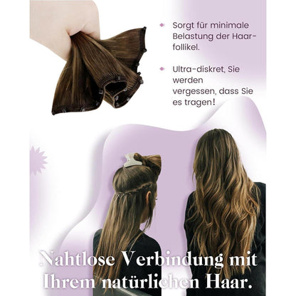 Echthaar Tressen mit Micro Rings - Braun #2 - 55cm