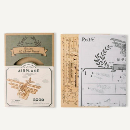 Rolife Woodcraft 3D Holz Puzzle Airplane DIY Kit für