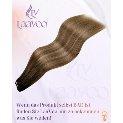 Echthaar Tressen Braun Balayage Ombre zum Einnähen 35cm