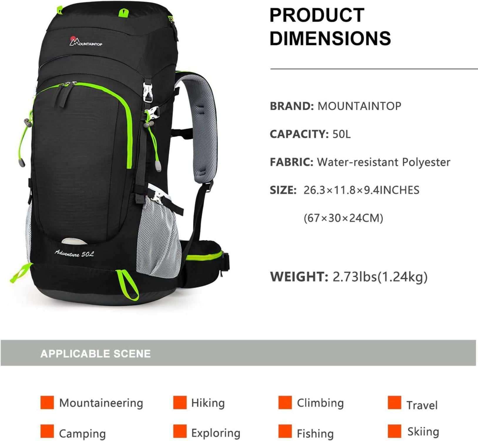 Leichter 50L Trekkingrucksack für Wander- und