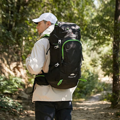 50L Trekkingrucksack Wanderrucksack Outdoor Camping Schwarz Regenhülle