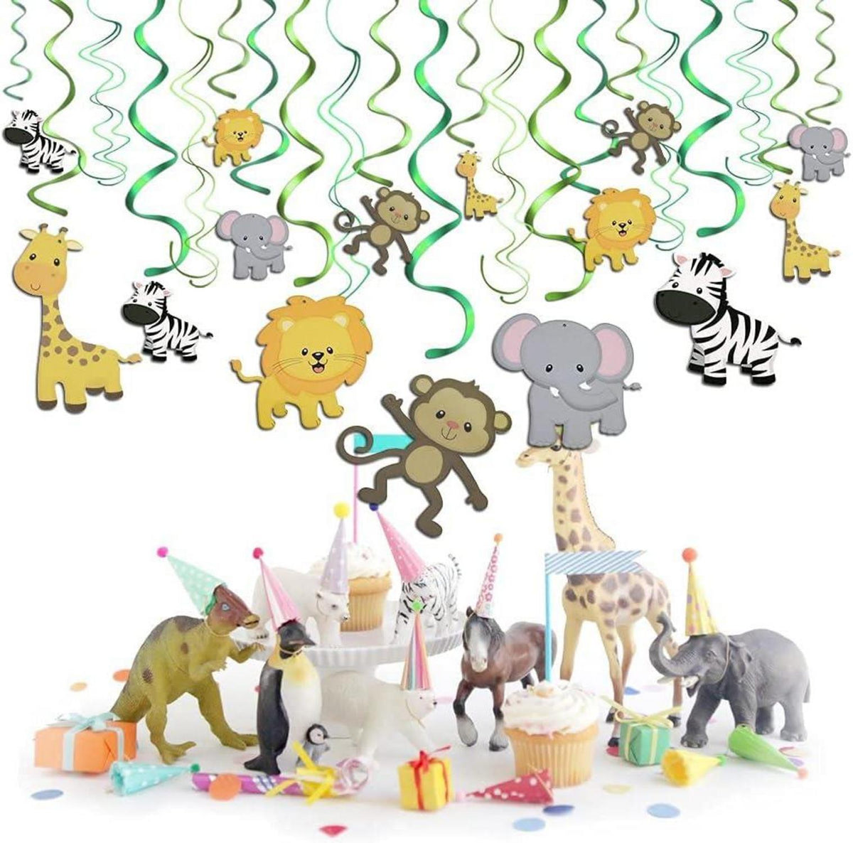 Tier Party Wirbel Deko für Kindergeburtstag, Dschungel Thema, 30 Stück