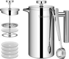 Velaze French Press Edelstahl Kaffeebereiter 350ML 5 Edelstahlfilter