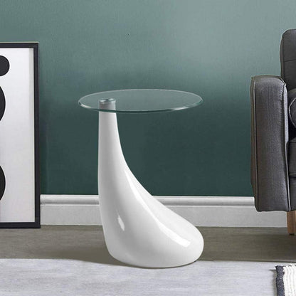 Runder Glas Beistelltisch Hochglanz Moderner Couchtisch
