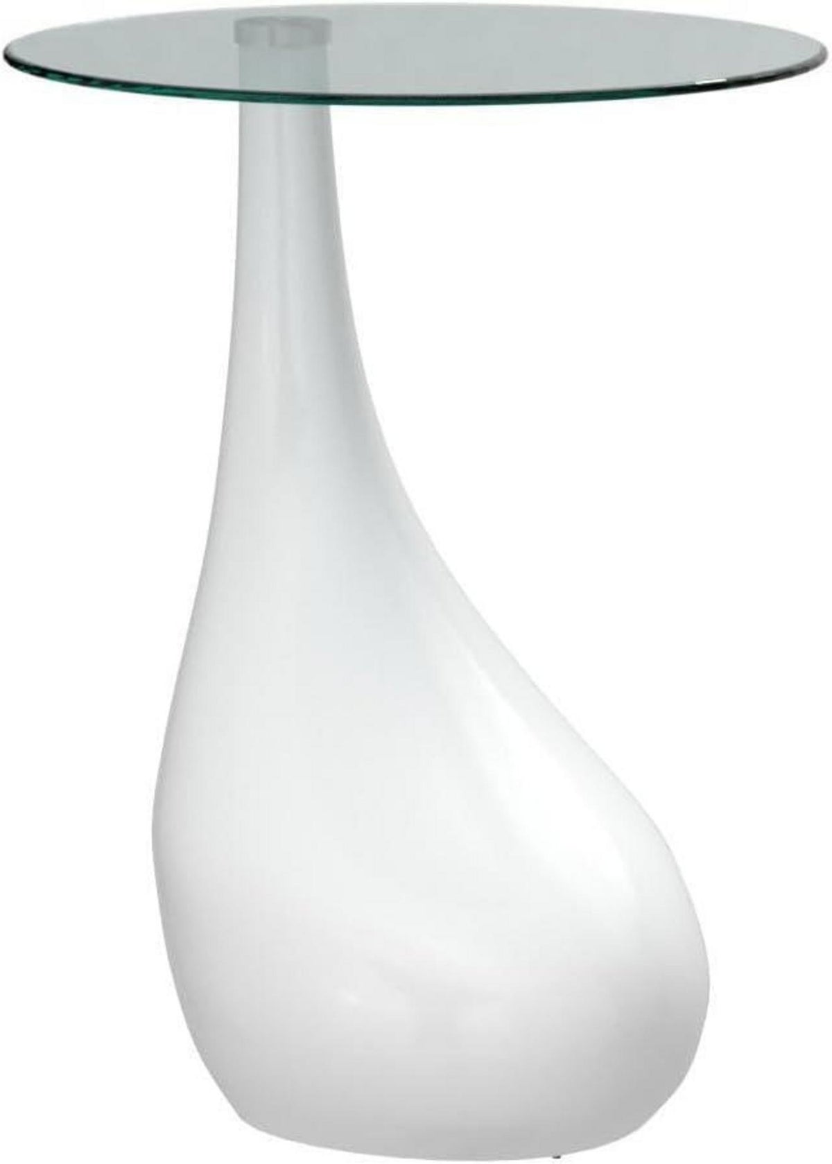 GOLDFAN Runder Glas Couchtisch Hochglanz Weiß 42x42x55cm