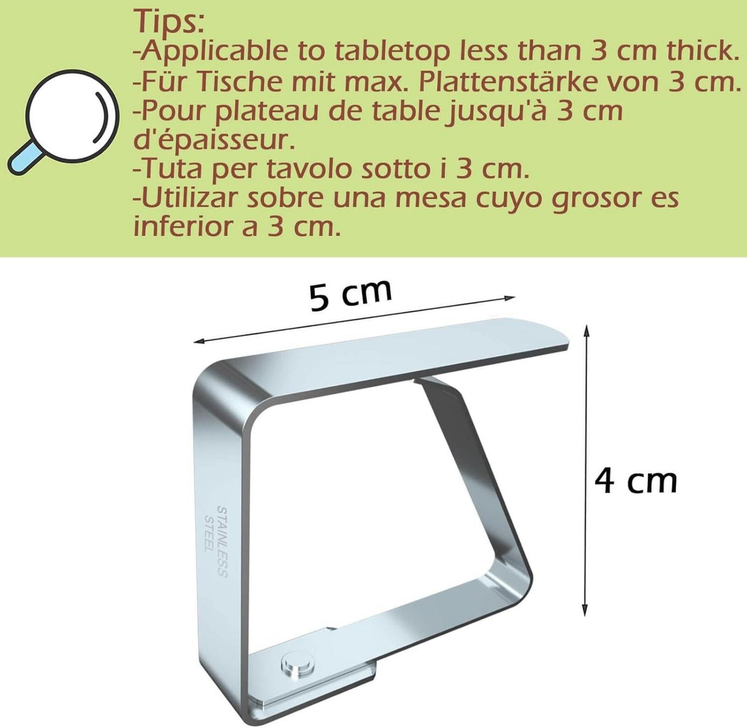Tischtuchklammern 8 Stück Edelstahl Silber Tischdecken Clips