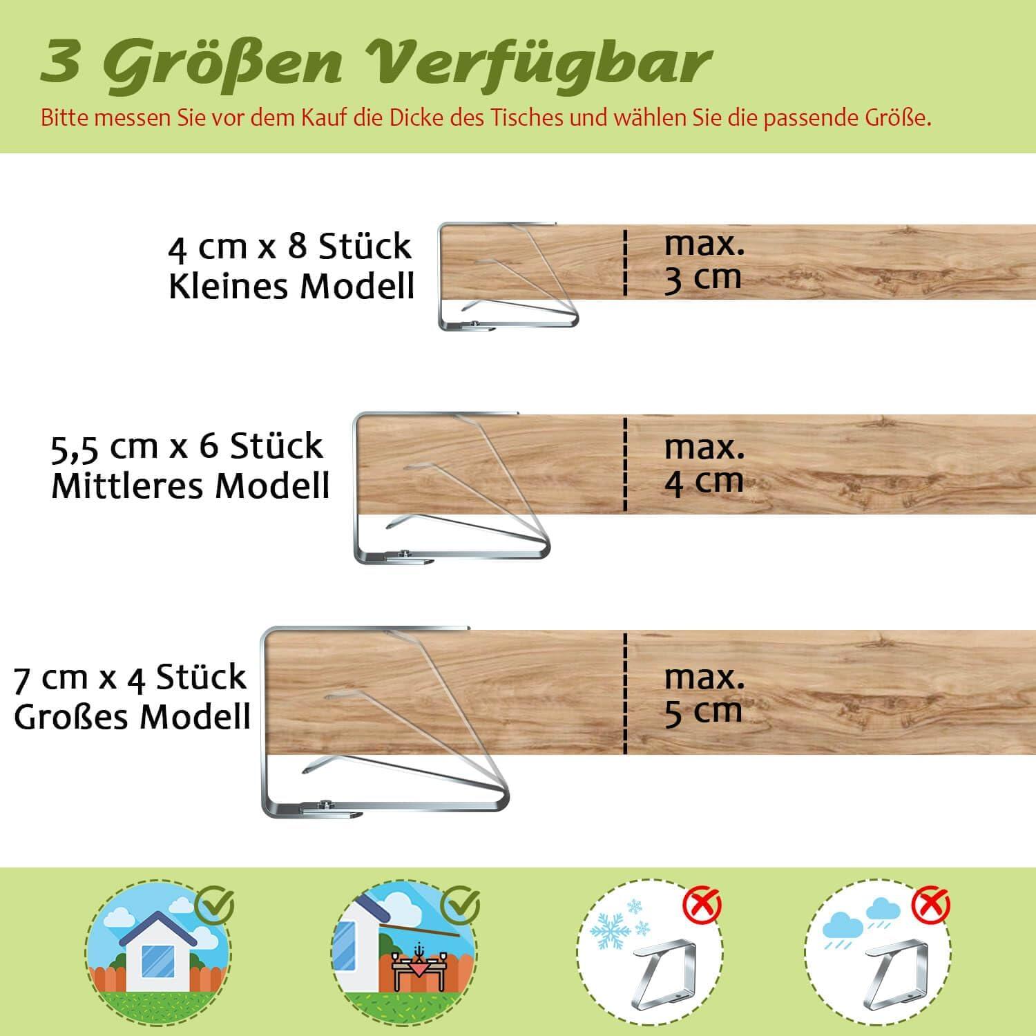 Tischtuchklammern Edelstahl Tischdecke Clips Silber 8 Stück