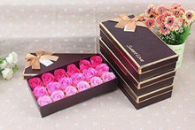18 Rose Soap Blumen in GeschenkBox - Rosarot