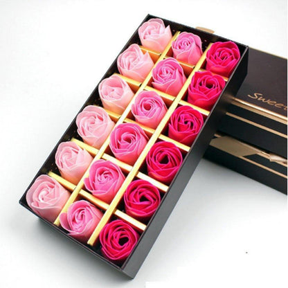 18er Set Rose Seifenblumen in Geschenkbox romantischer Duft rote Rosen