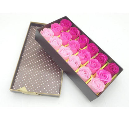 18er Set Rose Badeseife Blumen Geschenkbox Rosenduft zart Form Verlauf Rosarot