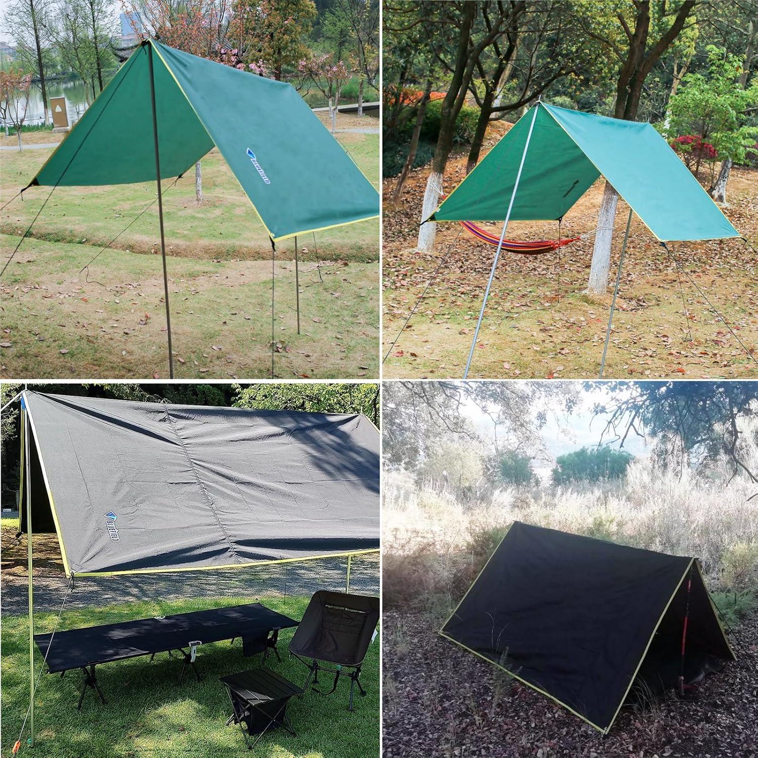 Wasserdichte Zeltplane Tarp Camping Picknickdecke Grün 1.5x2.2m