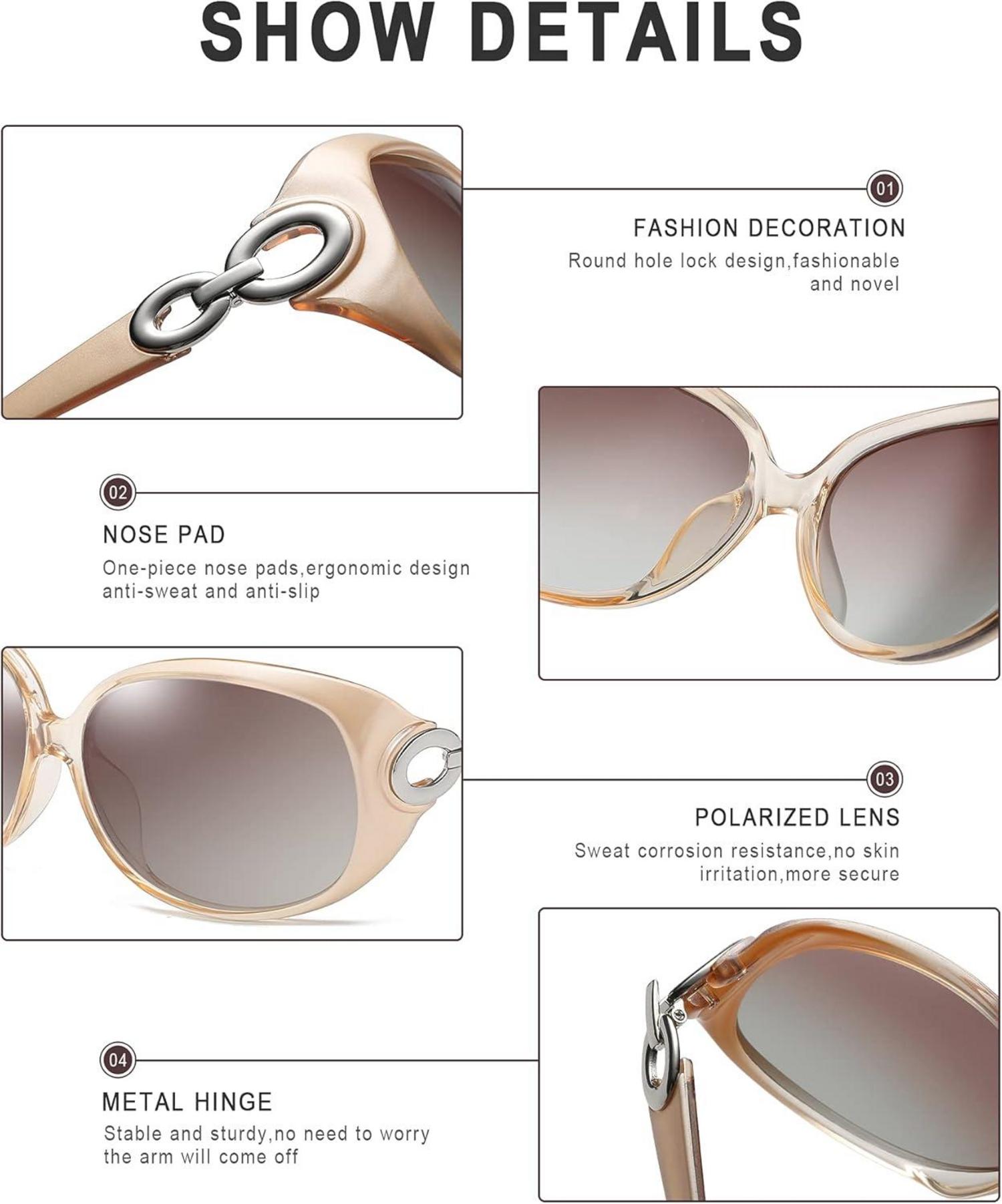 DUCO Sonnenbrille Damen Klassisch Polarisiert Übergroß Mode 100% UV-Schutz