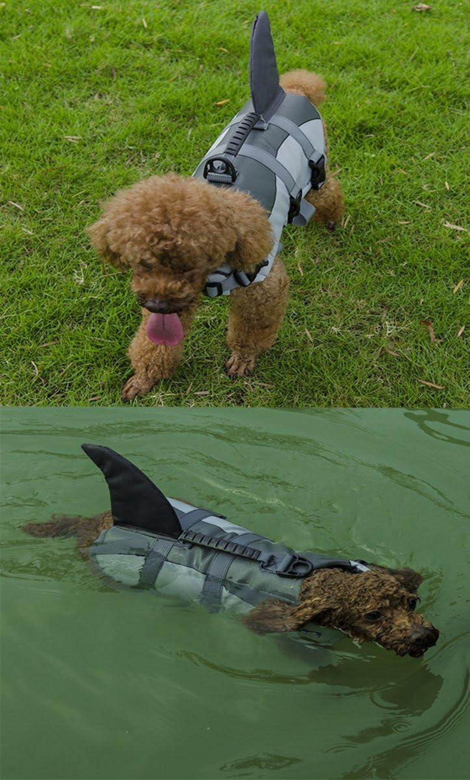 Aokay Pet Hundeschwimmweste Badeanzug S Grau Sicherheitsgriff Schwimmweste