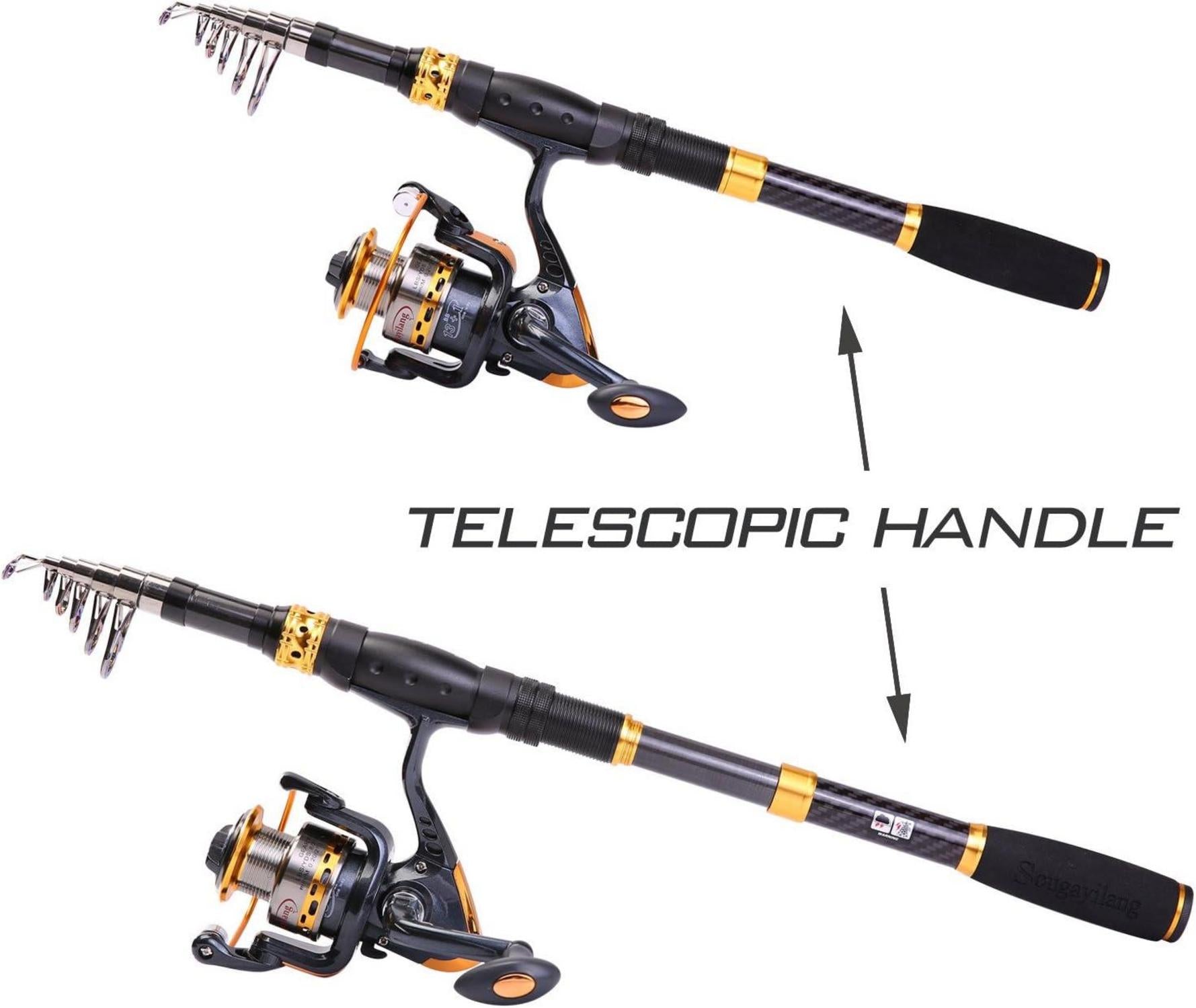 Teleskop Angelrute mit Spinnrolle für Salz und Süßwasser 2,1M