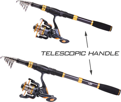 Teleskop Angelrute mit Spinnrolle für Salz und Süßwasser 2,1M