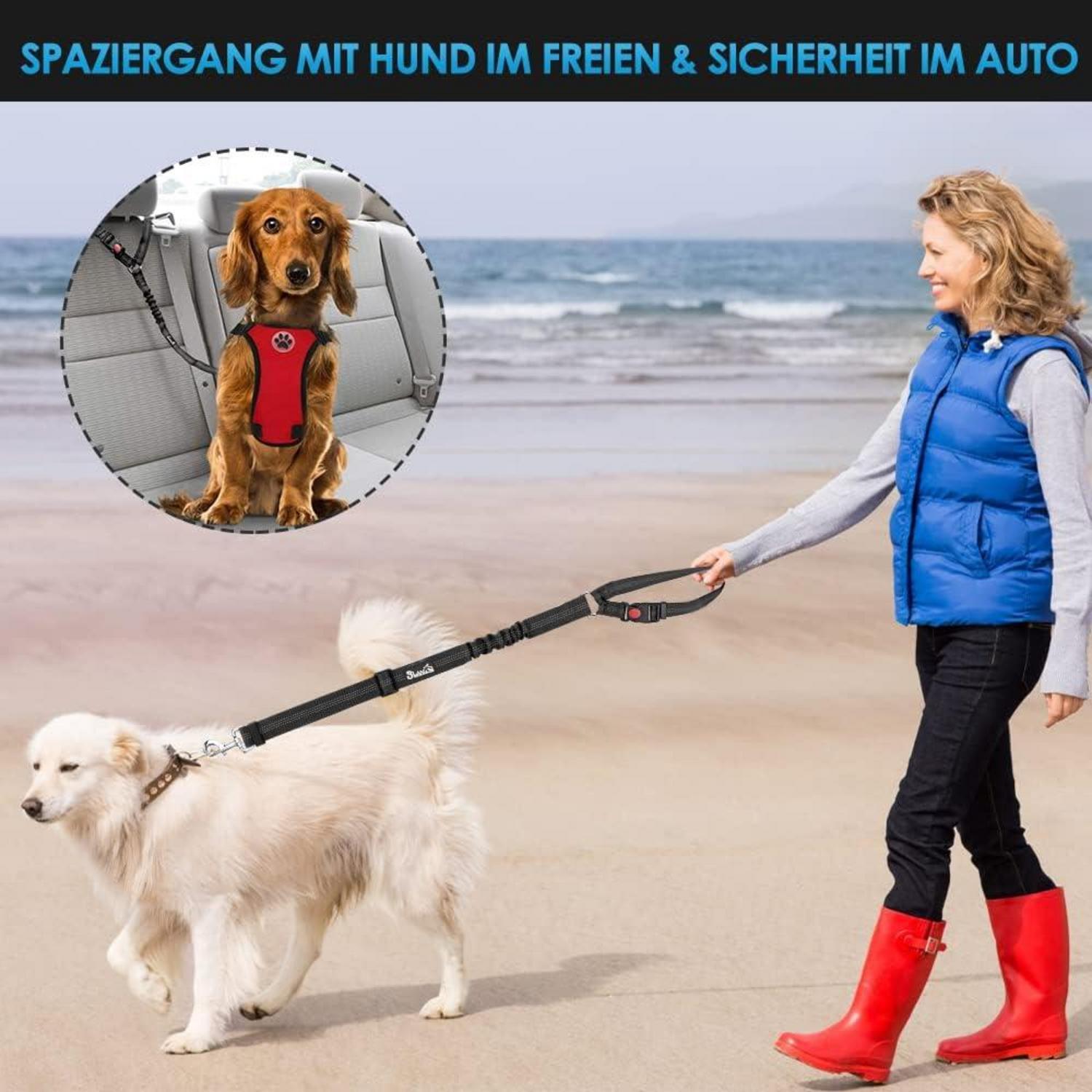 SlowTon Hundegurt Auto 2 Stück Anschnallgurt Kopfstützen-Rückhalte