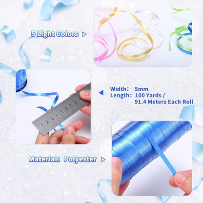 Geschenkband 5 Farben Ringelband Deko Ballonverpackung 5 Rollen