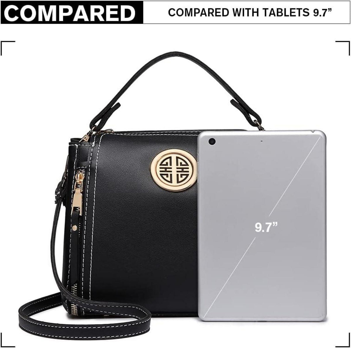 Damen Handtasche Schultertasche Mittlere Umhängetasche Pu Leder Elegant Griffe