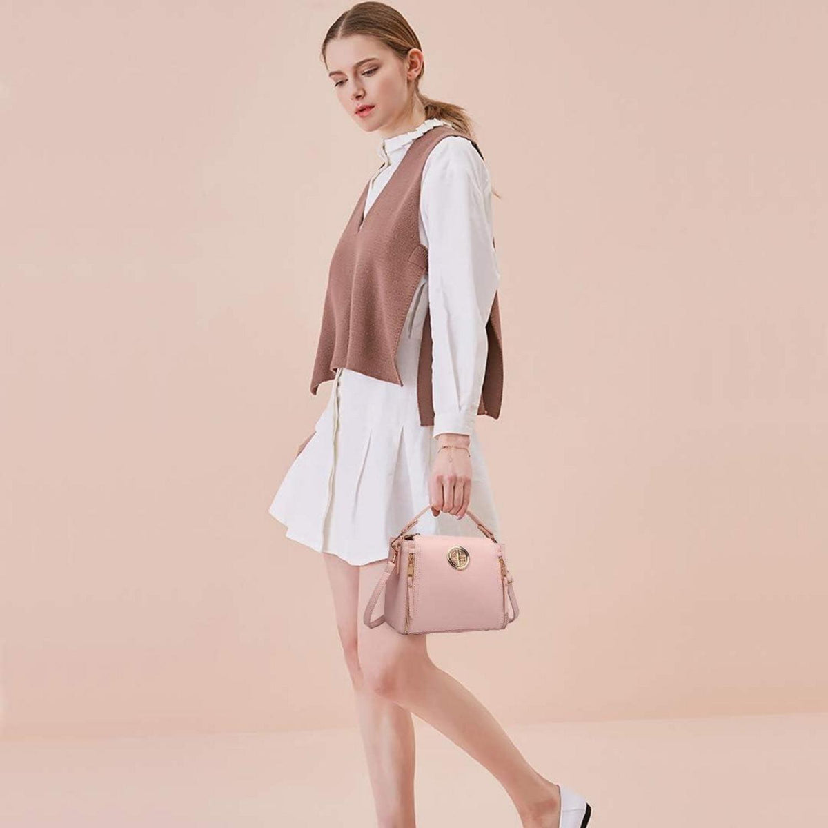 Miss Lulu Damen Handtasche Schultertasche Henkeltasche