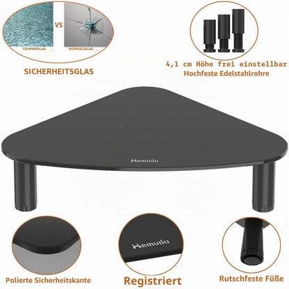 Monitorständer aus Glas mit Höhenverstellung und Neigung