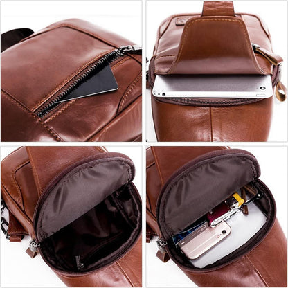 Herren Brusttasche echt Leder Vintage Look 30x15x6cm Braun