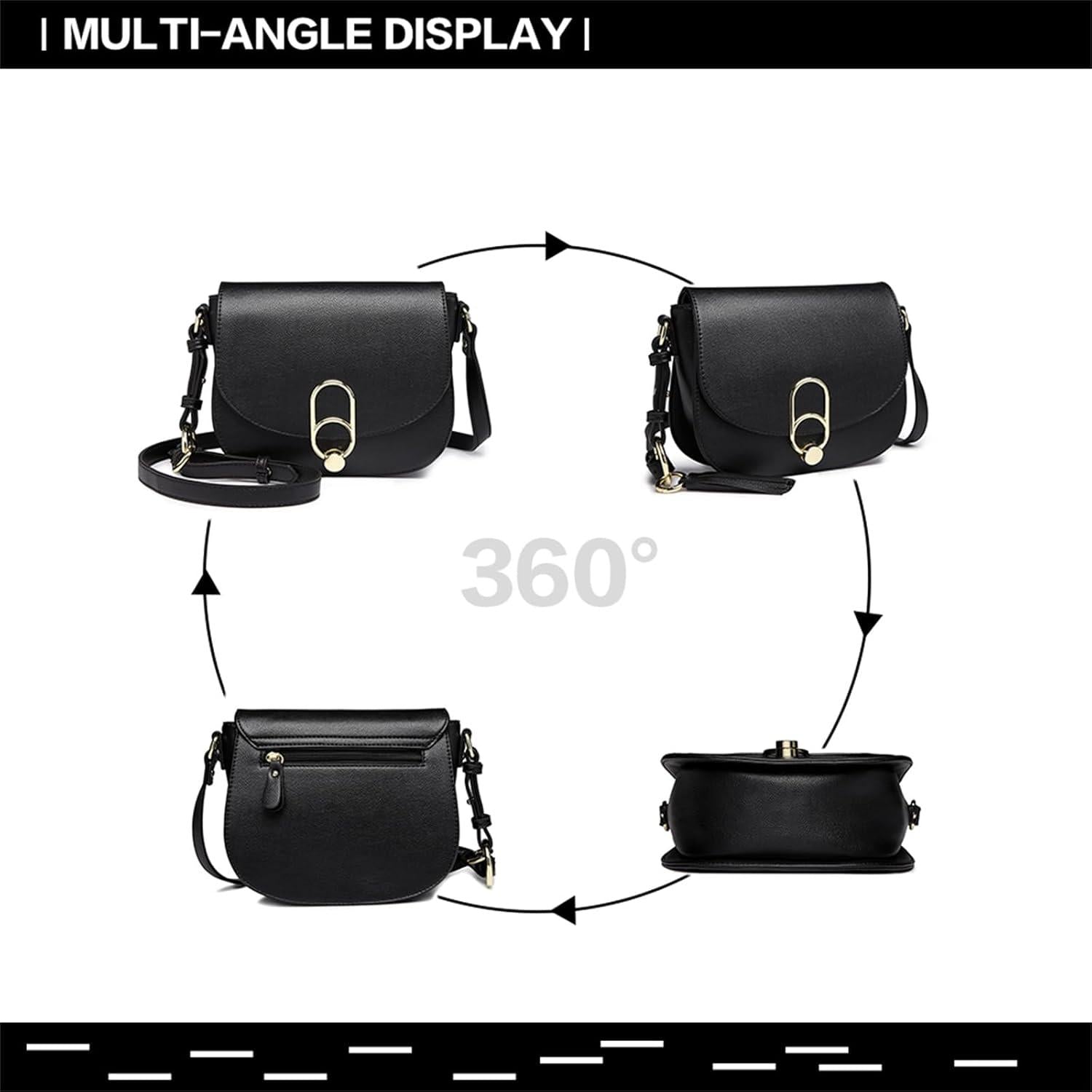 Moderne Damen Schultertasche mit Quaste, Reißverschluss - Schwarz