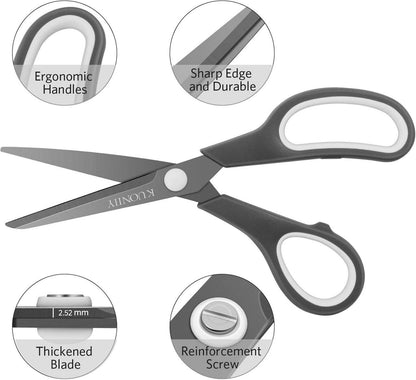 KUONIIY 5-teilig Titanbeschichtete Scheren Set mit Soft-Grip-Löchern