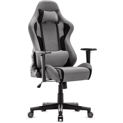 Ergonomischer Gaming-Stuhl Stoff Grau verstellbare Armlehnen