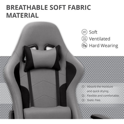 Ergonomischer Gaming-Stuhl Stoff Grau verstellbare Armlehnen