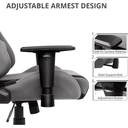 Ergonomischer Gaming-Stuhl Stoff Grau verstellbare Armlehnen
