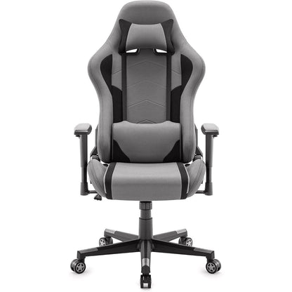 Ergonomischer Gaming-Stuhl Stoff Grau verstellbare Armlehnen