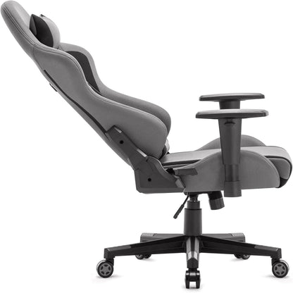 Ergonomischer Gaming-Stuhl Stoff Grau verstellbare Armlehnen