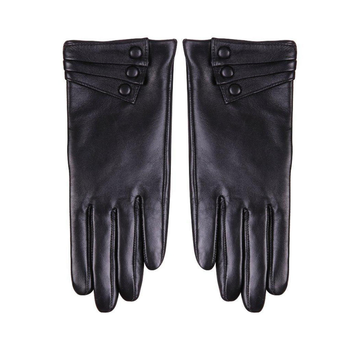Damen Lederhandschuhe Touchscreen Lammfell warm Winter Schwarz