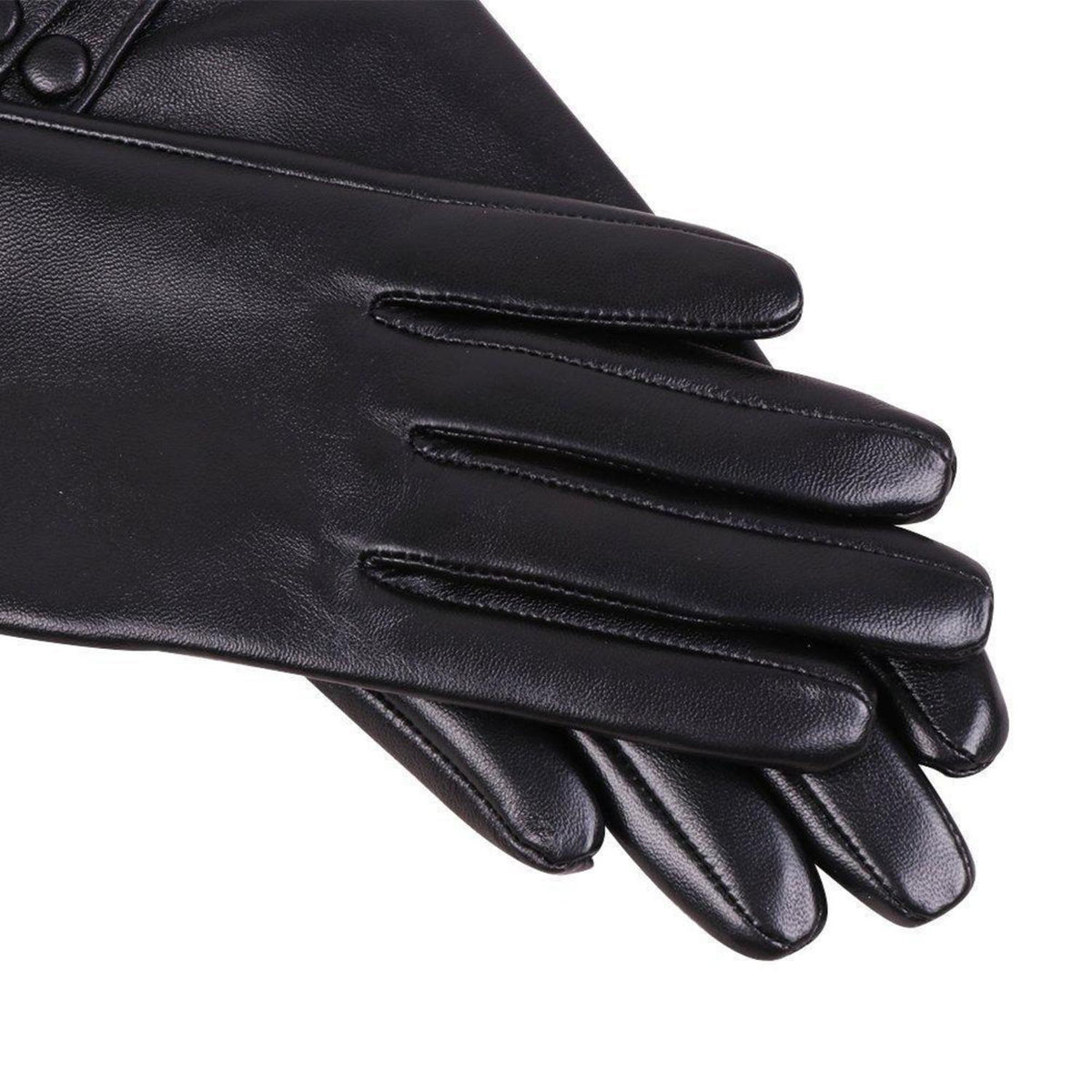 Damen Lederhandschuhe Touchscreen Lammfell warm Winter Schwarz
