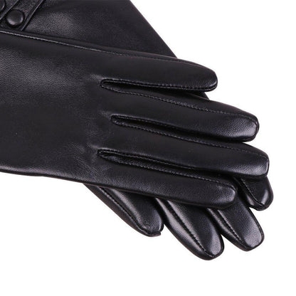 Damen Lederhandschuhe Touchscreen Lammfell warm Winter Schwarz