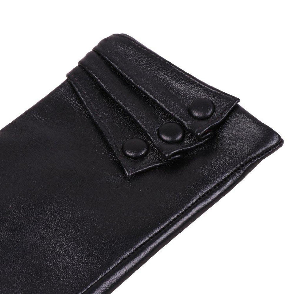 Damen Lederhandschuhe Touchscreen Lammfell Warm Schwarz S