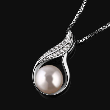 Perlen Halskette 925 Silber Anhänger Zuchtperle 45CM