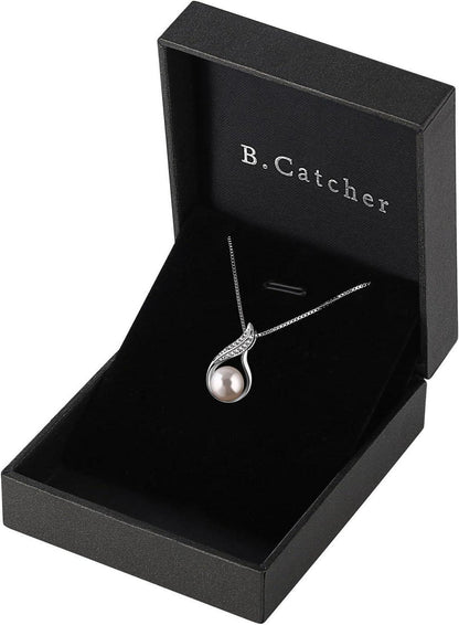 Damen Halskette Süßwasser Perle 925 Silber Anhänger Zirkonia