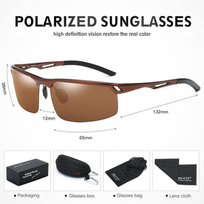 DUCO Polarisierte Retro-Sonnenbrille Herren Ultraleicht 8550