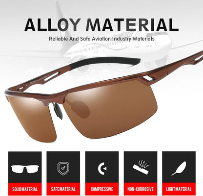 DUCO Polarisierte Sportsonnenbrille Herren Al-Mg Metallrahmen