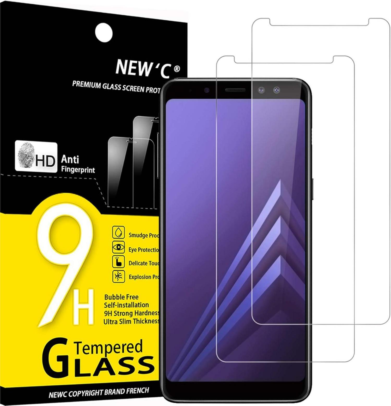Panzer Schutz Glas Samsung Galaxy A8 2018 2 Stück 9H Härte