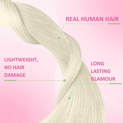 Echthaar Tape Extensions Platinblond 45cm 50g
