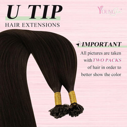 Echthaar Bondings Dunkelbraun 50cm – Keratin U-Tip Extensions