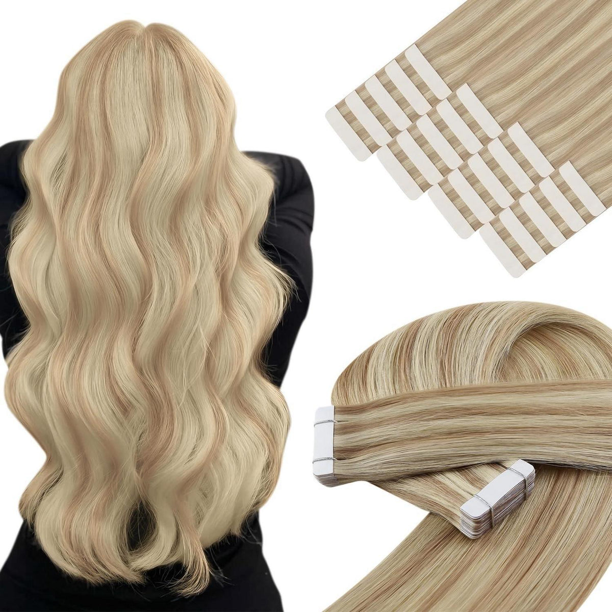 Echthaar Tape Extensions Blond 18/613 - 45cm, 50g