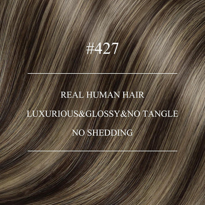 Dunkelbraunes Echthaar Nanoring Extensions 40cm - Karamellblond Highlight