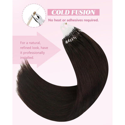 Echthaar Microring Extensions Dunkelbraun 45cm